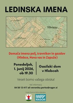 Vabilo ledinska imena Nova vas